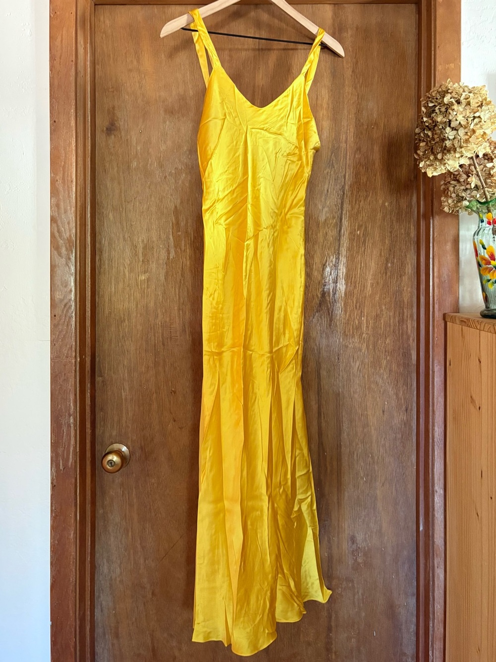Saks Fifth Avenue Yellow Silk Slip Maxi Dress